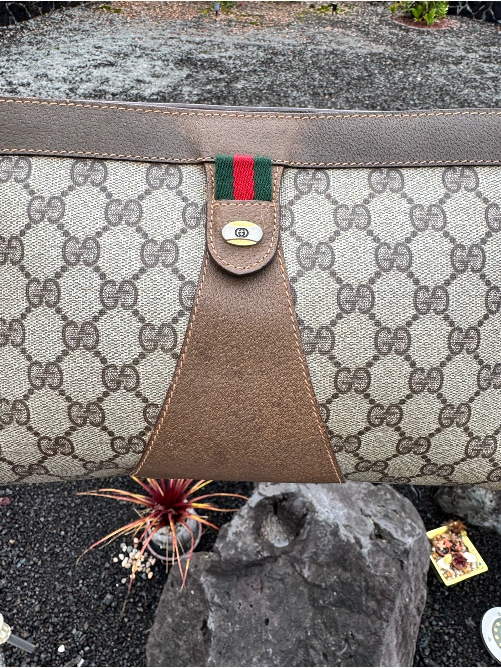Gucci Vintage 1980s GG Supreme Monogram Clutch Portfolio Web Stripe Italy - Picture 7 of 13